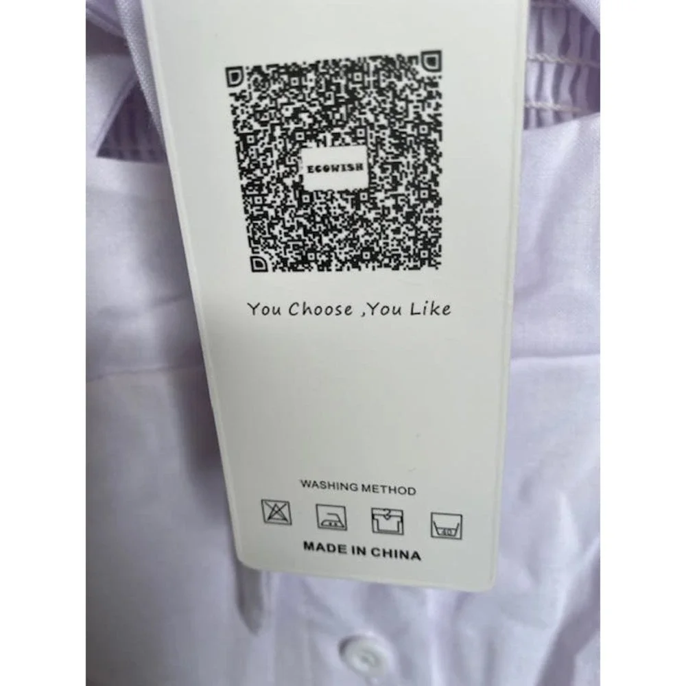 ECOWISH Women Summer White Tie Front V-Neck Dress Medium NEW‎